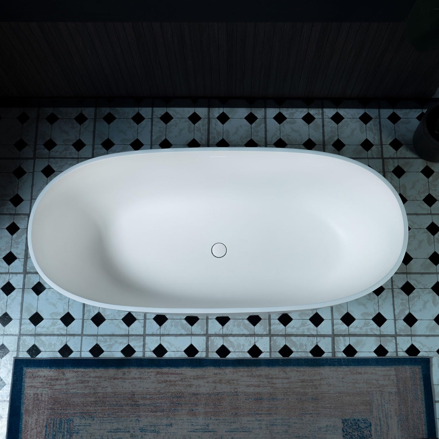 WOODBRIDGE 63" L x 28.35" W Stone Resin Luxury Contemporary Solid Surface Freestanding Soaking Tub in Matte White
