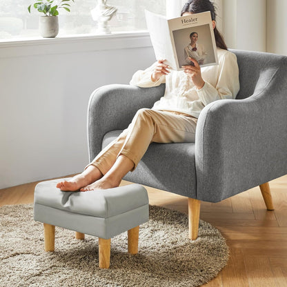 15.75" 11.42" W12.6" UHBD040G YMYNY Small Footstool Ottoman, Faux Leather Footrest with Sponge Padded Seat, Step Stool