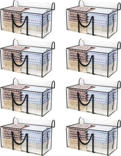 CONGREGATE Extra Large Moving Bags - 97L Heavy Duty Totes with Reinforced Handles & Metal Zippers | 8 Pack, Foldable Storage Boxes