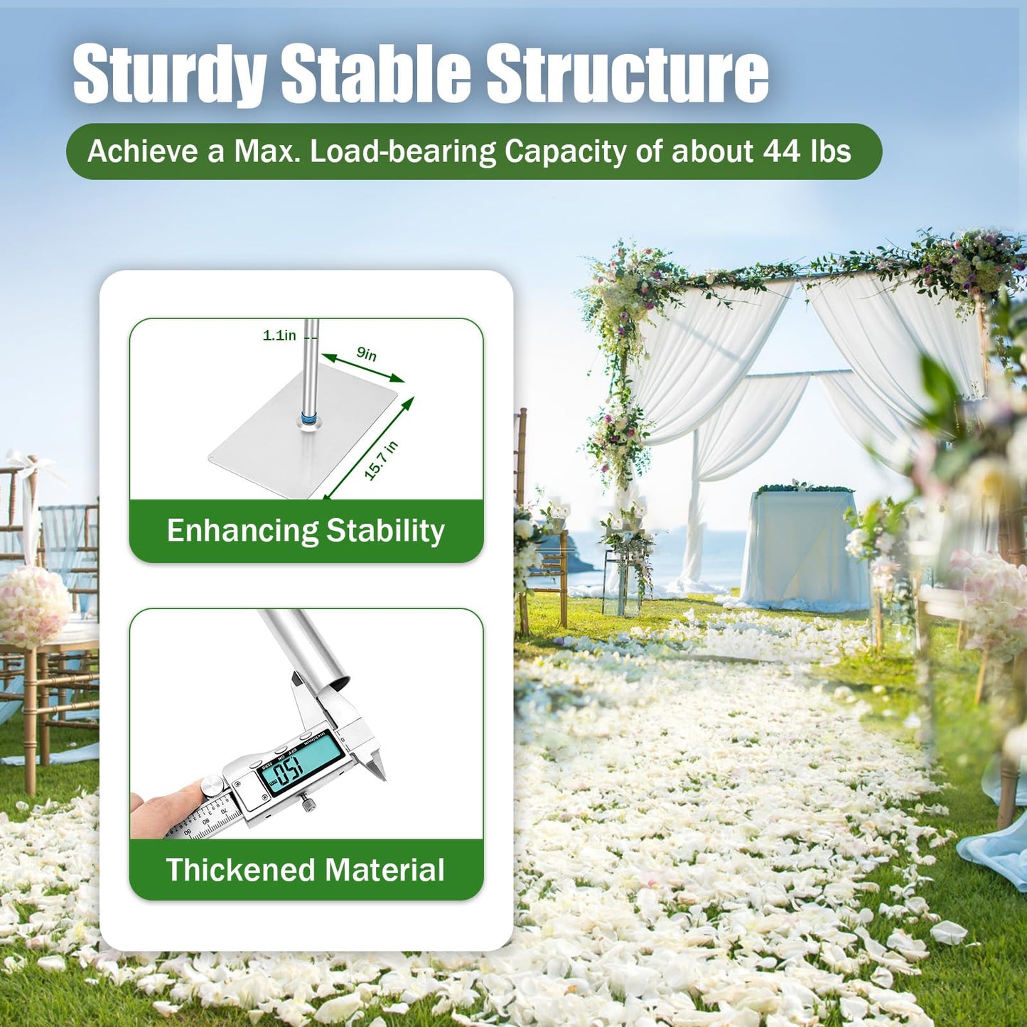 Backdrop Stand Pipe Kit, 10 x 50FT Professional Backdrop Stand Pipe Kit Heavy Duty Background Support System Curtain Frame with Steel Base for Wedding Party Photography Trade Show Display