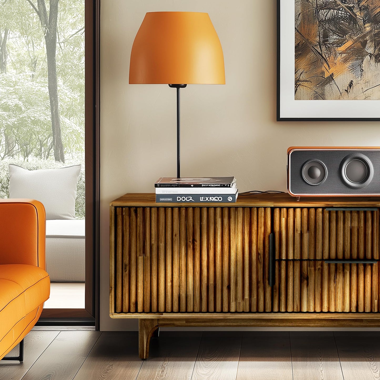 MEGSU 54" Bosk Fluted Acacia Wood TV Stand for TVs up to 60"–Mid-Century Modern Media Console with Storage, Soft-Close Drawers & Doors TV Stands for Living Room, Bedroom, 250 lbs Capacity, Walnut