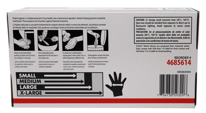 Sysco Nitrile High Performance Gloves, Powder Free, Food Grade, Disposable (100 Gloves Pack) (Large - Black)