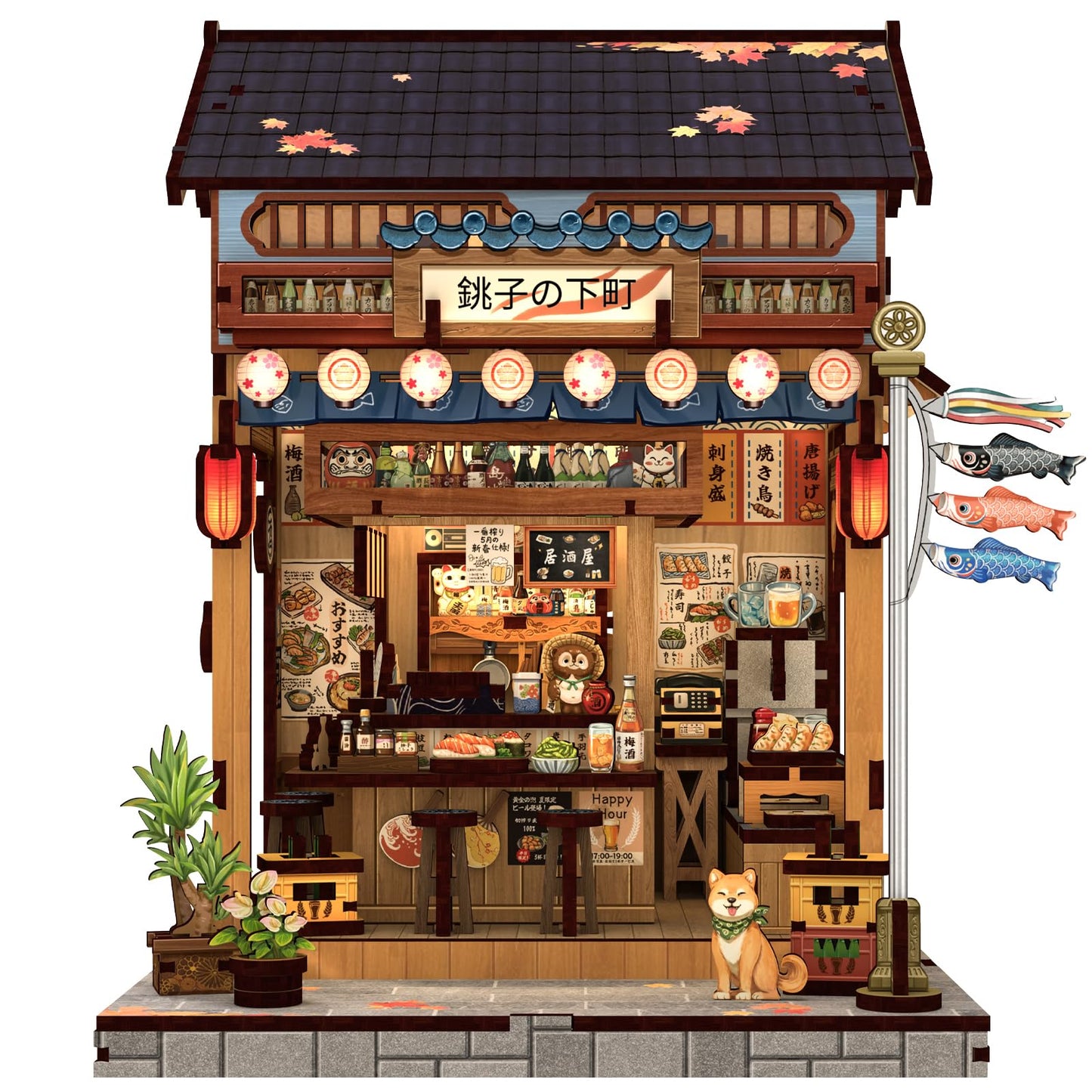 Cutefun Book Nook Kit - DIY Miniature Dollhouse Kit for Adults, Teens and Beginners, Japanese Booknook Tiny House Bookshelf Decor 3D Wooden Puzzles, Gifts for Friends and Family (Japanese Izakaya)