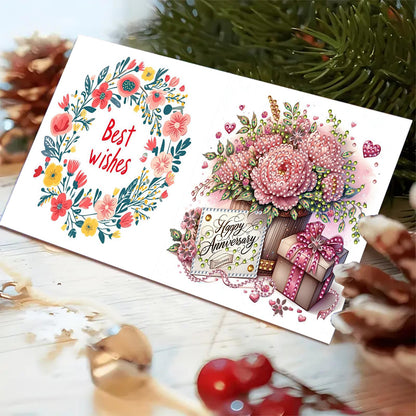 ARTopet 6Pcs DIY Folding Greeting Card Diamond Art Painting Creative Design Foldable Thank You Cards Blessing Greeting Card Set for Birthday Christmas Crafts Gift-Happy birthday01