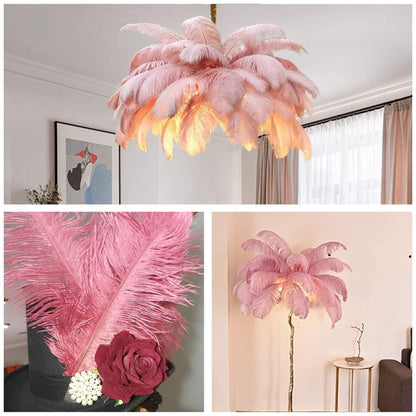 Larryhot Pink Ostrich Feathers Bulk- 16-18 inch 10pcs Feathers for Cfafts,Wedding Party Centerpieces, and Home Decorations (Lotus Pink)