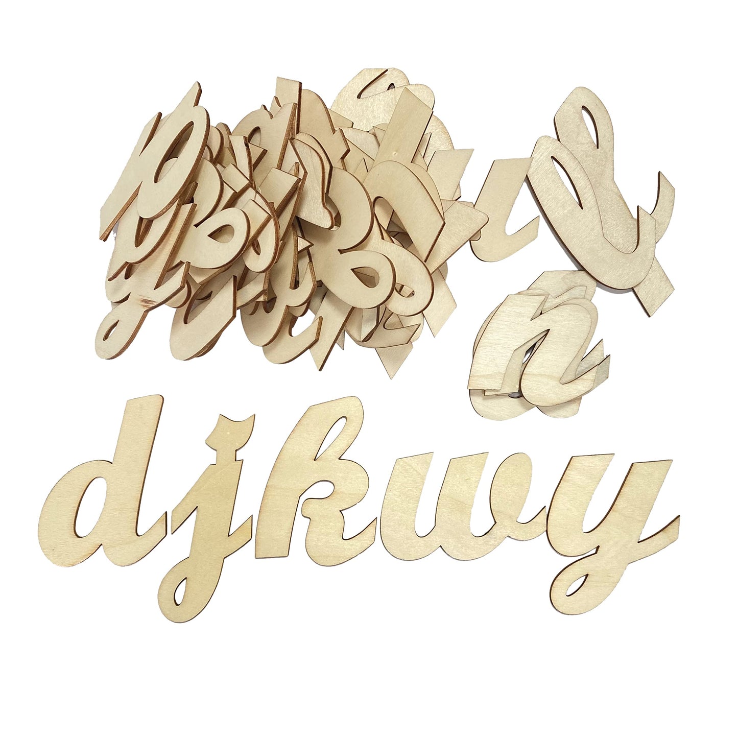 3 Inch 284 Pieces Wooden Letters Unfinished Wood Letters for Crafts Cursive Alphabets with Extras