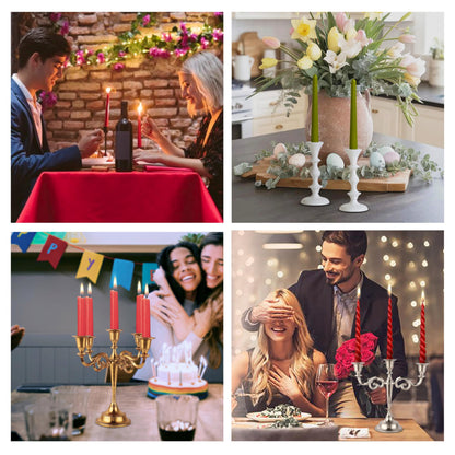 Rely+ 5 Arm Candelabra Taper Candle Holders Decorations Indoor Kitchen Décor Table Candles Candlestick Candelabra Centerpiece (Gold)