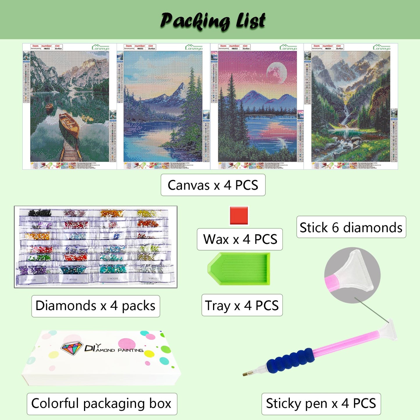 Lanzeyo Diamond Painting Kits for Adults, Landscape Diamond Art Kits, Diamond Dots Kits, Gem Art for Living Room Wall Art (Landscape)