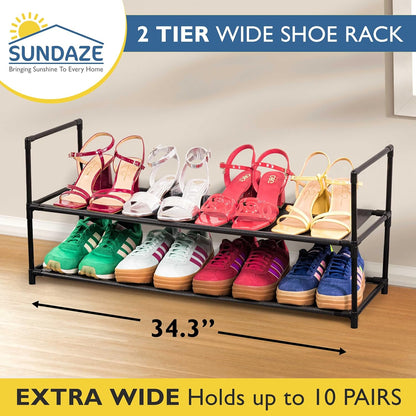 2 Closet, 10 Sundaze Shoe Rack - Tier Shoe Rack for Front Door Entrance, Sturdy Long Shoe Organizer for Bedroom