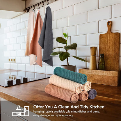 PY HOME & SPORTS 8 Pack Cotton Waffle Weave Kitchen Towels - 17 x 25, Super Absorbent Hand Dish Cloths for Drying and