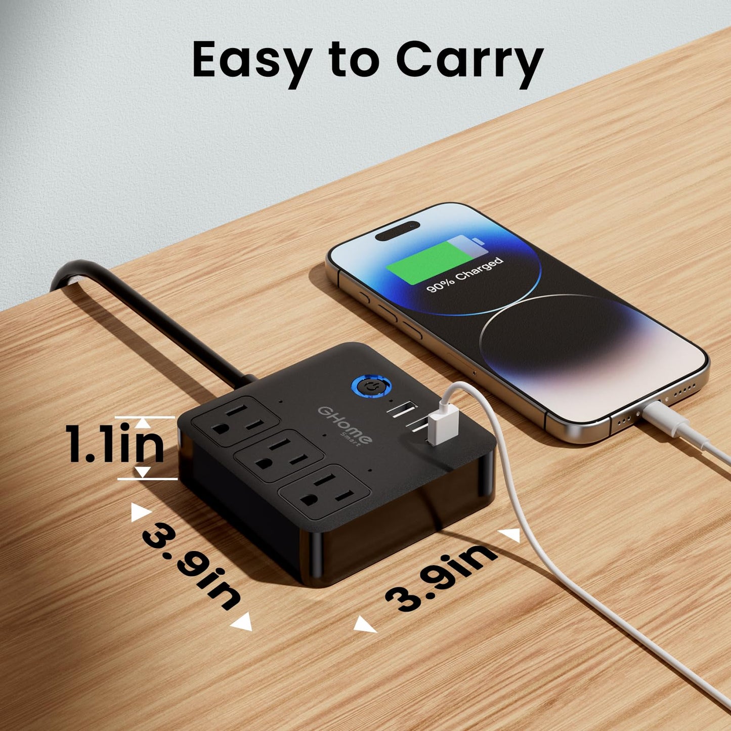 GHome Smart Plug Power Strip Works with Alexa & Google Home - 3 Individually Controlled Smart Outlets Switches 3 USB Ports, 4FT Extension Cord, WiFi Power Strip, Multi-Plug Extender for Home Offices