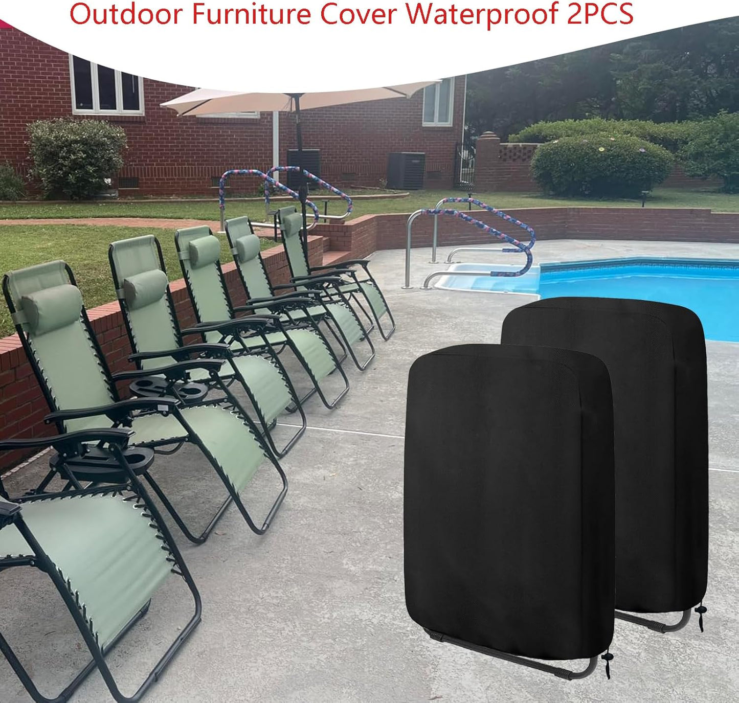 2 32.3" 7.9" 36.6" Oslimea Zero Gravity Chair Covers Pcs, Folding Patio Chair Covers All Weather Waterproof Dustproof