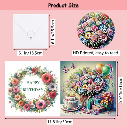 Muzagroo Art Diamond Art Greeting Cards for Adults Diamond Painting Happy Birthday Greeting Cards for Beginners Adults Crafts Gem Art Kits Birthday Greeting Cards 8PCS (Happy Birthday 2)