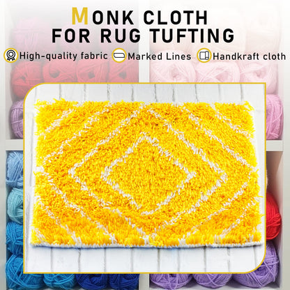 Tatuo 2 PCS 79 x 59 Inch Large Tufting Cloth with Marked Lines - Primary Monk's Cloth Punch Needle Fabric for Punch Needle Tufting DIY Crafts Rug Making Supplies