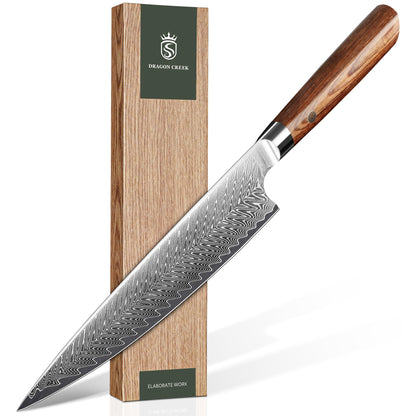 Dragon Creek Damascus Chef's Knife - Japanese Chef Knife for Meat Vegetable Cutting Birthday Christmas Thanksgiving Gift for Mom or Dad
