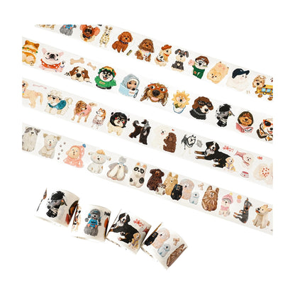 WT Tail Waggers Washi Tape Sticker Set, 4 Rolls, Original Designs, Cute Pet-Themed Decorative Tape for Scrapbooking, Journaling, Planners & DIY Crafts