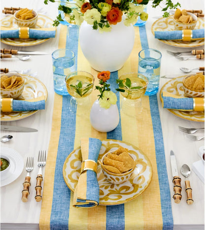48 Inches 100% Summer 14 48 Inch Summer Solino Home Linen Table Runner - Cabana Stripe, Pure Linen Bright Stripe Small