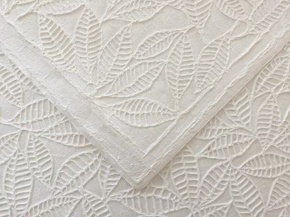 MULBERRY PAPER, EMBOSSED LEAVES, WHITE MULBERRY PAPER SHEET