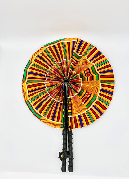 African Fan 2, Ankara Handheld Fan, Afrocentric Foldable Fan, African Kente Print Fan