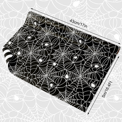 JarThenaAMCS 3 Rolls Halloween Wrapping Paper - Mini Roll - 17 Inch x 16.4 Ft Spiderweb Stripe Dot Gift Wrap Paper Double-Sided Art Paper for DIY Crafts Supplies