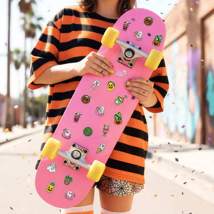 Eartim Summer Spooky Roll Sticker - 1000 Pcs Cartoon Fruit Pumpkin Ghost Sticker Rolls Waterproof Self-Adhesive Decorative Decal Halloween in Summer Party Decoration Kid Birthday Favor Student Reward