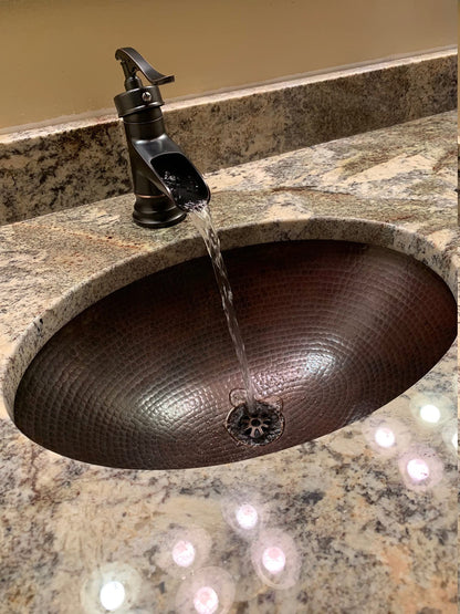 Simply Copper 19" Rustic Oval Copper Bathroom Sink Undermount or Drop-In