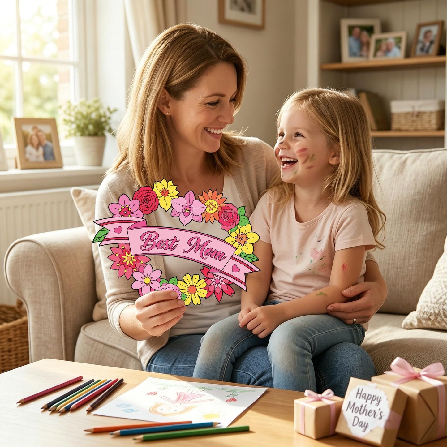 INCOK Mothers Day Crafts for Classroom - 24 Pcs DIY Wreath Flower Craft for Preschool Thank You Appreciation Gift for Mama Grandma School Kindergarten Daycare Holiday Art Crafts Supplies