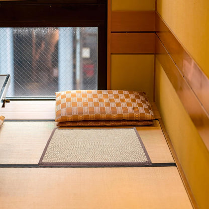 Beavorty Bamboo Rug Woven Straw Seat Cushion, Japanese Style Rattan Futon Sitting Pad for Zen Garden Yoga
