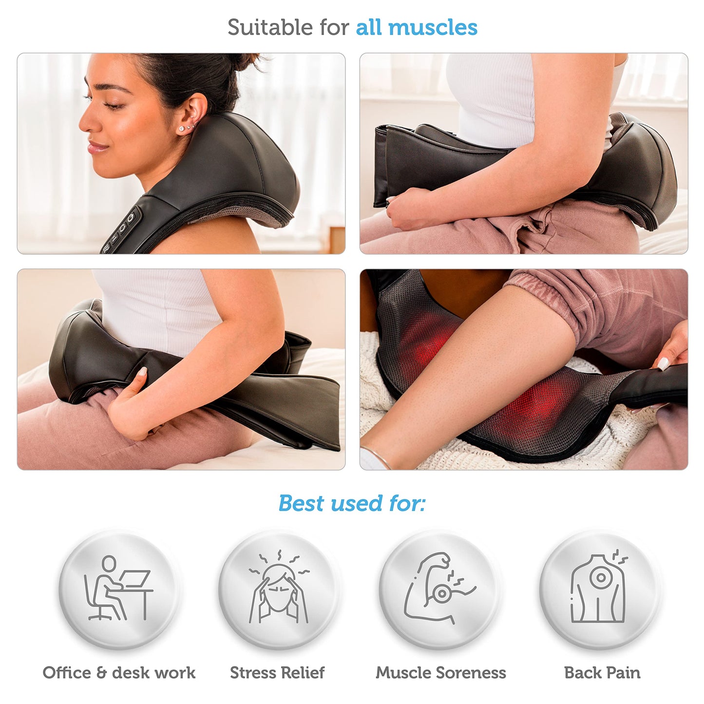 COMFIER Shiatsu Neck and Shoulder Massager,FSA HSA Eligible,Gifts for Mom Dad,Deep Kneading Massage Pillow with Heat, Back Massager, Pillow Massage, Black