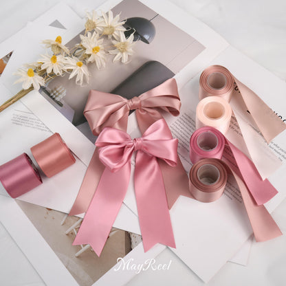 MAYREEL 1.5 Inch Dusty Rose Satin Ribbon Rose Pink Ribbon Thick Double Faced for Gift Wrapping Flower Bouquet Wedding Valentine's Day Mother's Day 6 Rolls x 5 Yards Total 30 Yards
