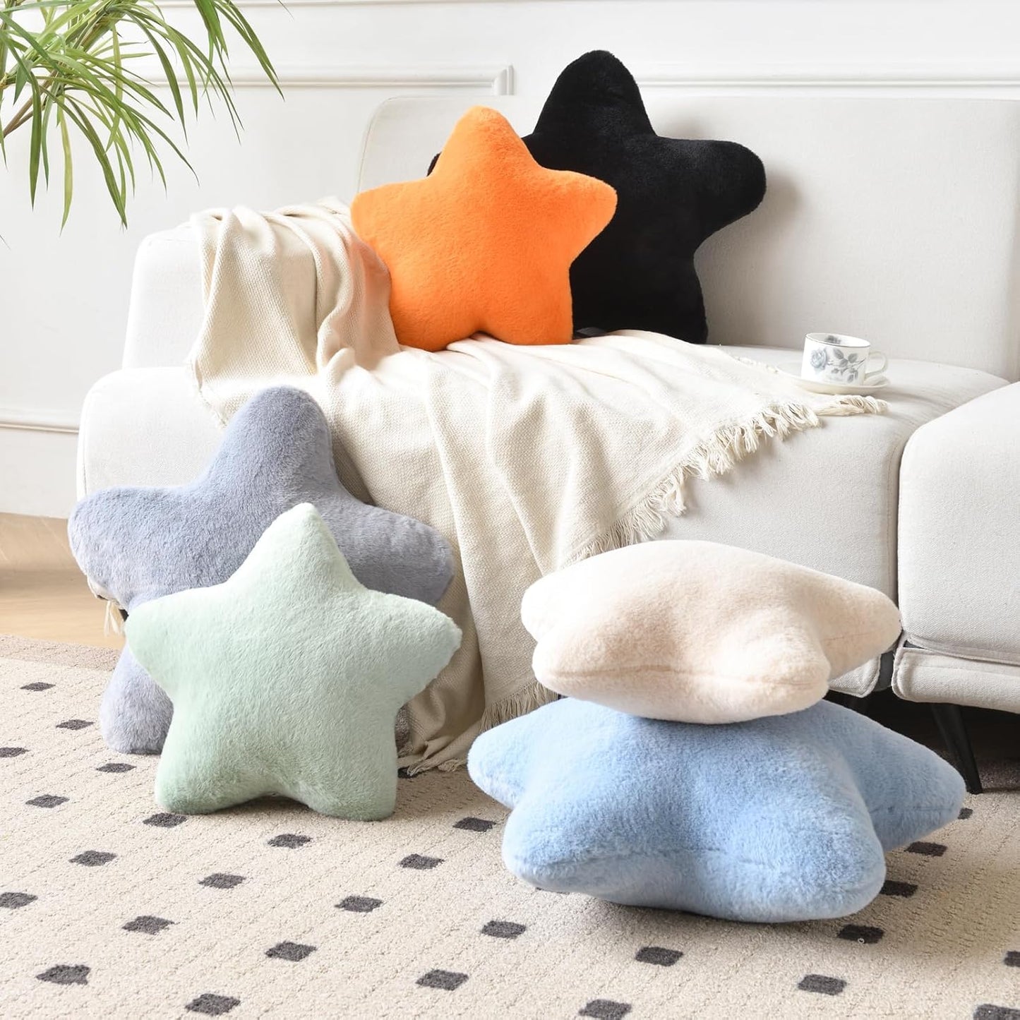 15" 15" 15") Xiashrk Star Pillow, Decorative Throw Pillows for Bed Couch, Star Shaped Pillow Plush Floor Cushions Room