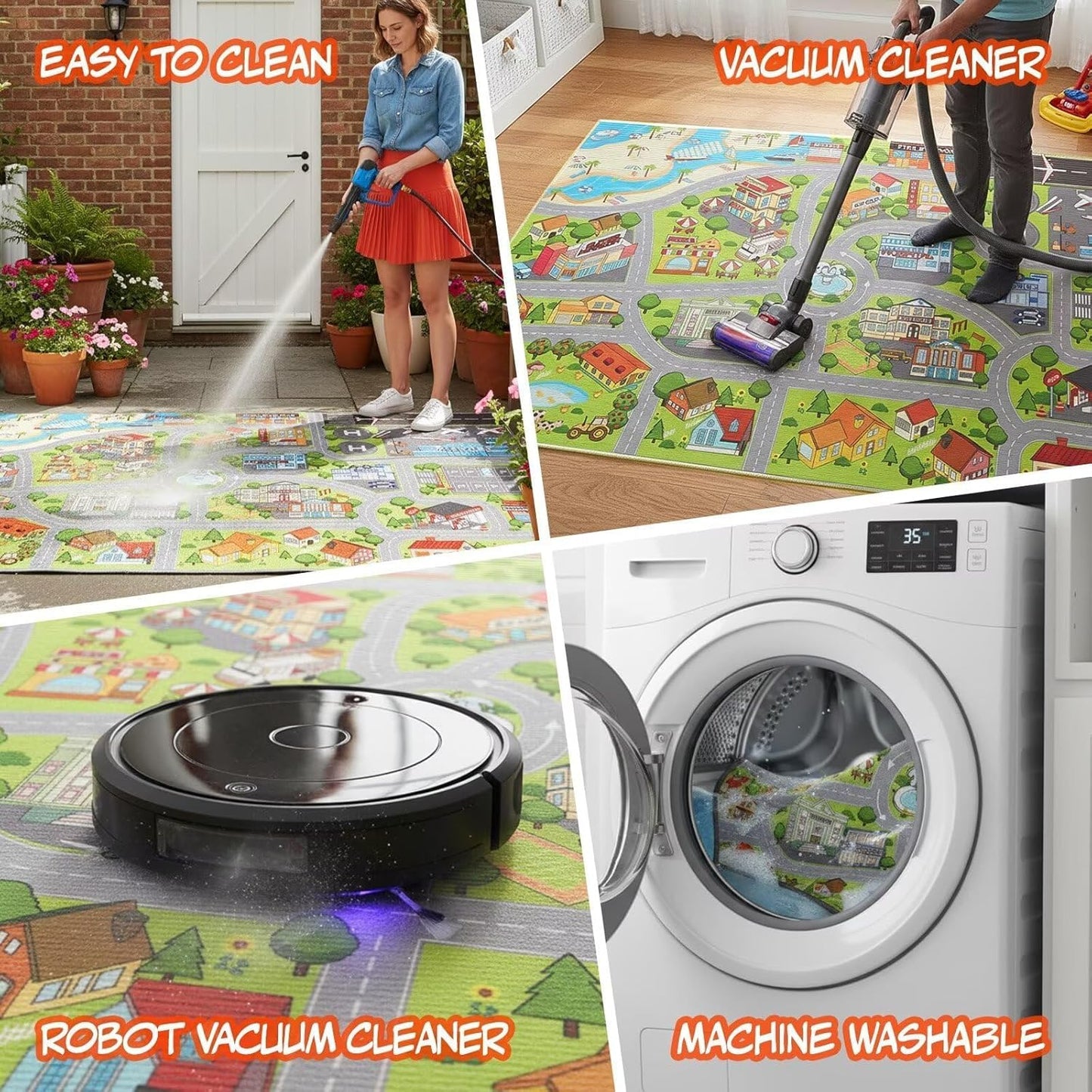Auetwyona 3' 5' Boys Car Rugs for Kids Toy Cars,CityLife Airport & City Road Rug for Playroom Car Track Play Mat Carpet