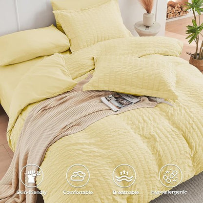 HYMOKEGE Yellow Full Size Comforter Set - 7-Piece All-Season Luxury Bedding in a Bag