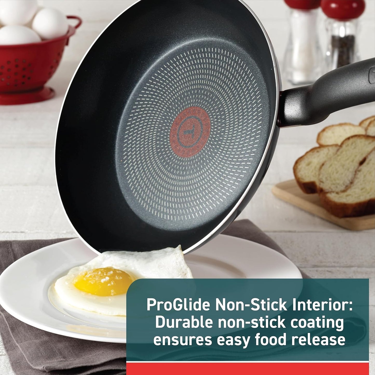 T-fal Initiatives Non Stick Fry Pan Set, 2 Piece 8.5 & 10 Inch, Oven Safe 350F, Kitchen Cooking Skillets, Dishwasher