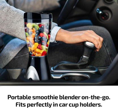 OVENTE Kitchen Personal Blender, 13.5 Ounce Small BPA-Free Jar, Stainless Steel Blades, 180 Watt Electric Mixer, Black