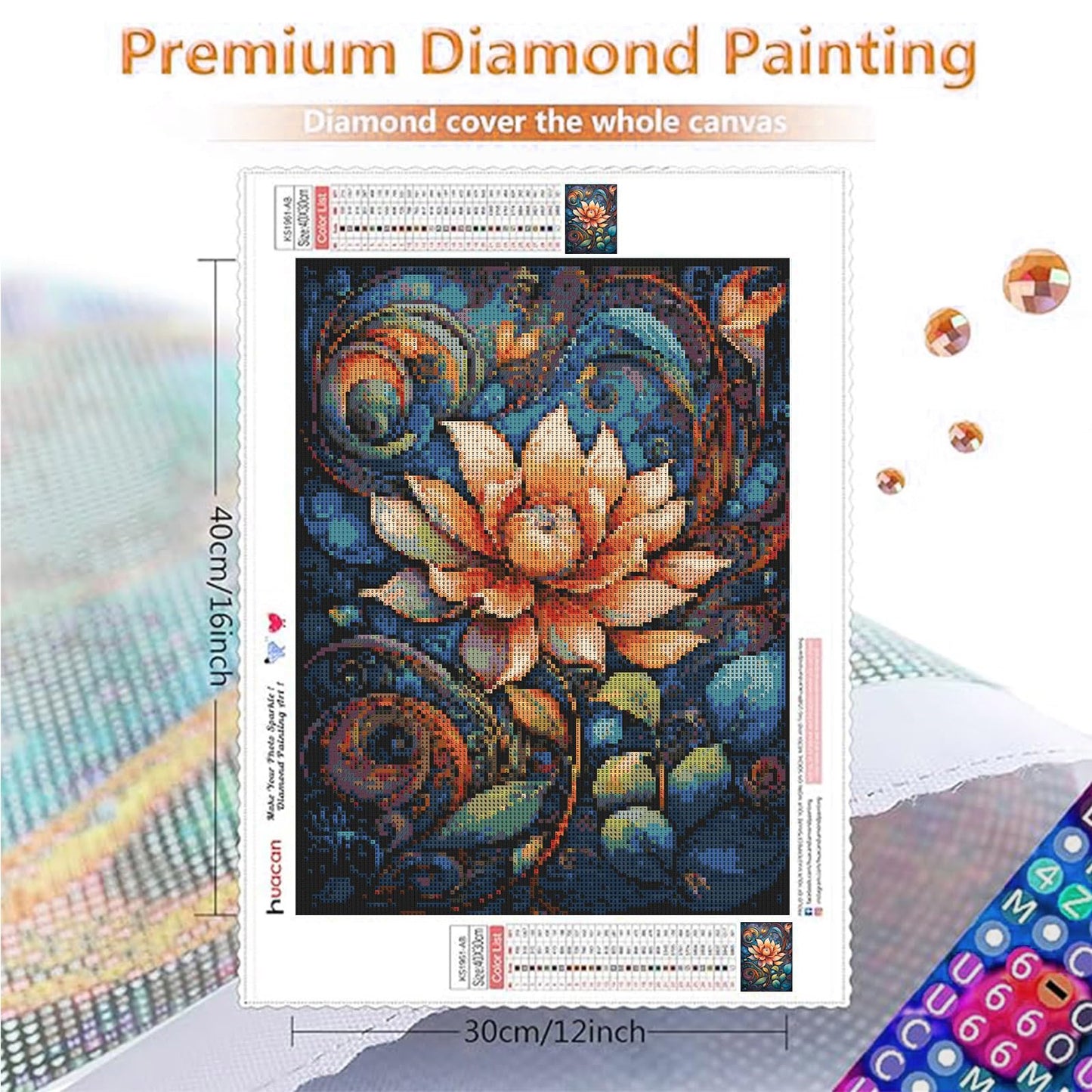 Huacan Diamond Art Kits for Adults Flower AB Drills Diamonds Painting Kit DIY Full Round Drill Paintings for Home Wall Decor Picture Size 12 * 12 Inch (Flower 5)