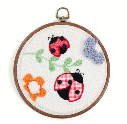 Kimberbell Punch Needle Kit – Bugs & Blooms - Complete DIY Embroidery Kit with Tool, Monks Cloth, Yarn, Appliqué Fabric & Frame – Ladybug & Floral Punch Needle Design for Handmade Gifts & Décor