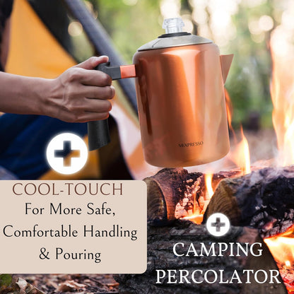 Mixpresso 37oz Stainless Steel Stovetop Coffee Percolator, 5-8 Cup Copper Coffee Pot for Camping