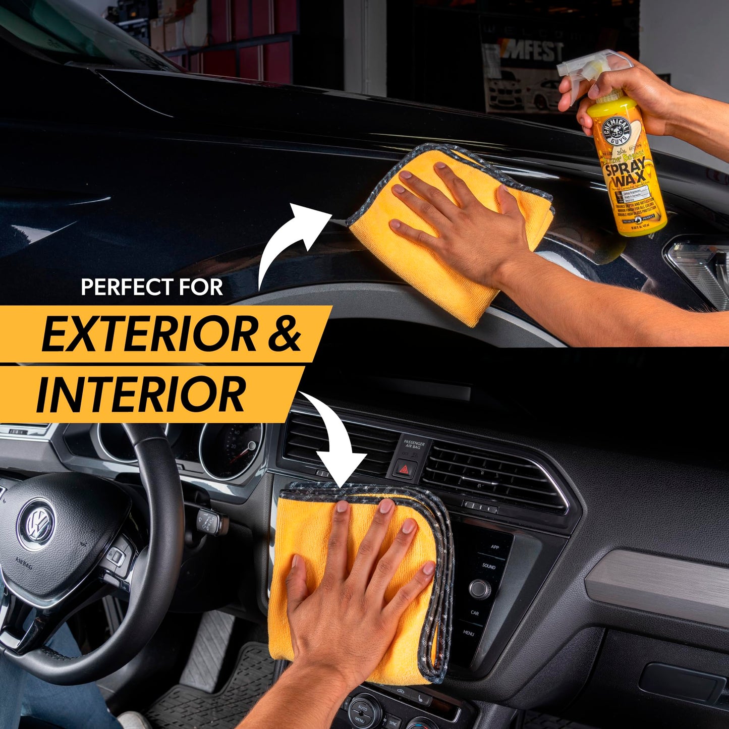 Chemical Guys Professional Grade Premium Microfiber Towels for Cars, Gold, 16" x 16", Ultra-Soft and Scratch-Free Car Detailing Cloths for Trucks, Motorcycles, and More - 12 Pack