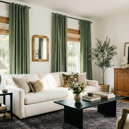 Skiennix 100% Blackout Curtains - Thermal Insulated Olive Green Drapes, 50" W x 102" L, 2 Panels Set