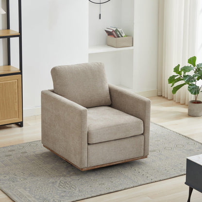 KEIKI 360° Swivel Club Chair with Backrest Pillow, Accent Square Single-seat Armchair Upholstered Sofa for Reading, Nursery, Living Room, Bedroom, Lounge, Hotel