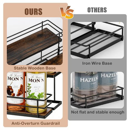 EFYSE Coffee Syrup Organizer rack, 2 Tier Syrup Holder(6 Bottle Capacity) for coffee bar syrup storage,kitchen condiment organization and wine display.
