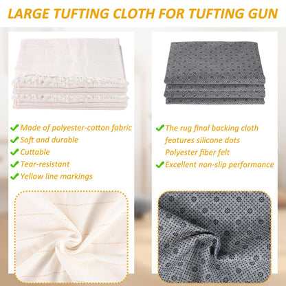 4 Pcs 79'' x 59" Large Tufting Cloth for Rugs and 71'' x 39" Non Slip Final Backing Tufting Cloth with Marked Lines Primary Tufting Cloth Rug Tufting Kit for Tufting Gun Punch Needle DIY Rug