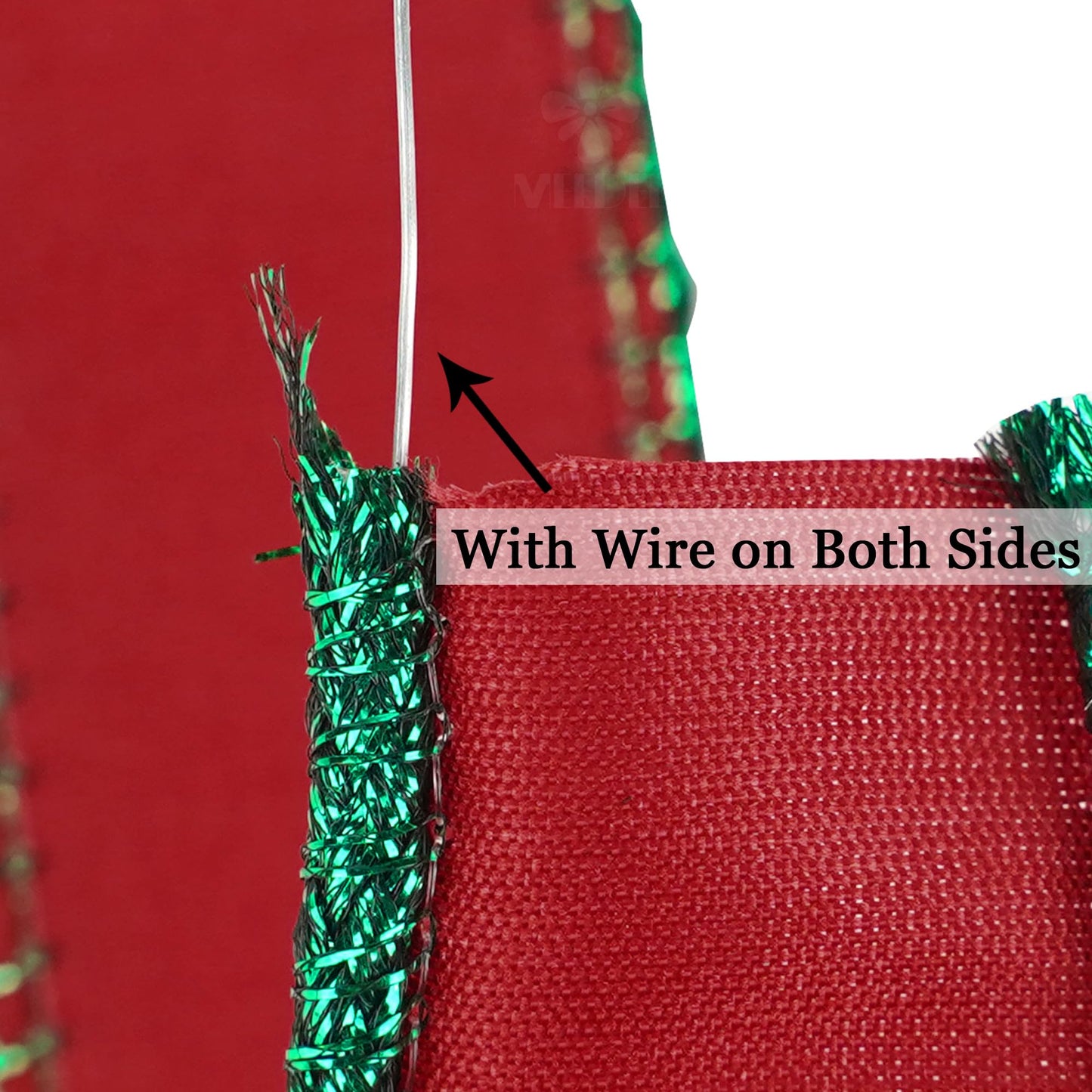 MEEDEE 1 inch Red and Green 2 Tone Christmas Cord Ribbon 25 Yards Faux Dupioni Silk Wired Ribbon for Gift Wrapping, Christmas Tree, Garland, Wreath, Weddings, Centerpiece and Party Décor