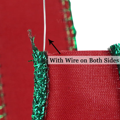 MEEDEE 1 inch Red and Green 2 Tone Christmas Cord Ribbon 25 Yards Faux Dupioni Silk Wired Ribbon for Gift Wrapping, Christmas Tree, Garland, Wreath, Weddings, Centerpiece and Party Décor