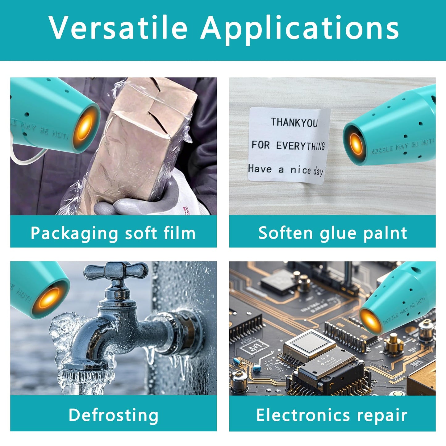 Heat Gun, Mini Heat Gun for Shrink Tubing, for DIY Crafts, 300W Heat Air Gun with Reflector Nozzle, Shrink Wrap Gun Tool for Packaging PVC, Drying Paint, Clay - green