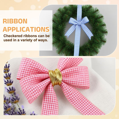 PATIKIL 50 Yard x 3/8 Inch Gingham Ribbon, Plaid Ribbon Nylon Checkered Gift Wrapping Strip for Thanksgiving Bow Wreath Craft Birthday Wedding, Pink