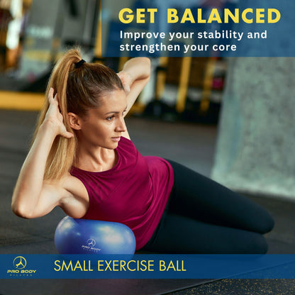 ProBody Pilates Small Exercise Ball - 9 Inch Workout Ball for Stability, Barre, Yoga, Core & Physical Therapy, Home Gym & Office Use (Blue)