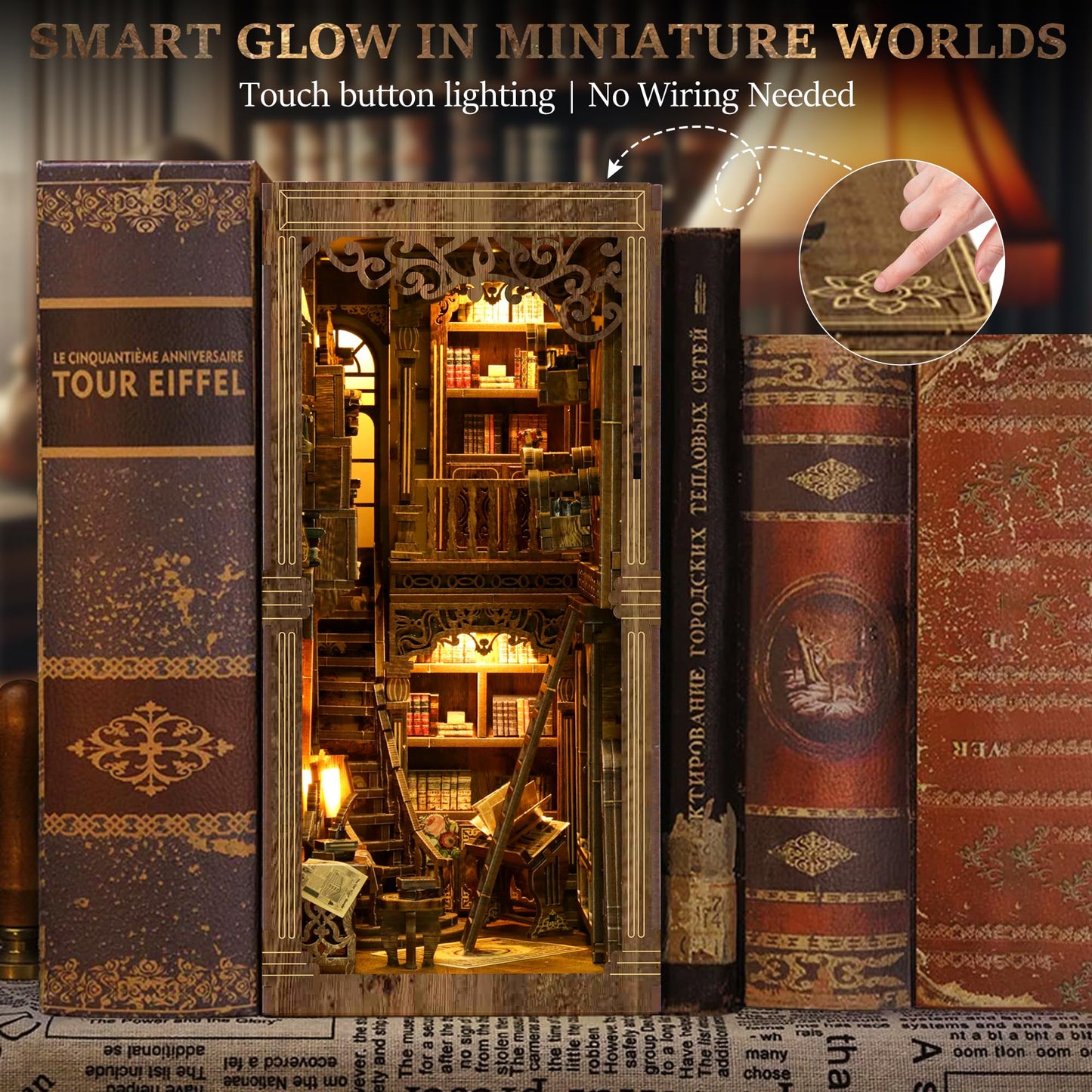 CRIOLPO Book Nook Kits for Adults - Book Nook Kit Bookshelf Decor DIY Miniature House Kit for Bookshelf - Craft Kits for Adults Booknook Model Kits Tiny House Arts and Crafts