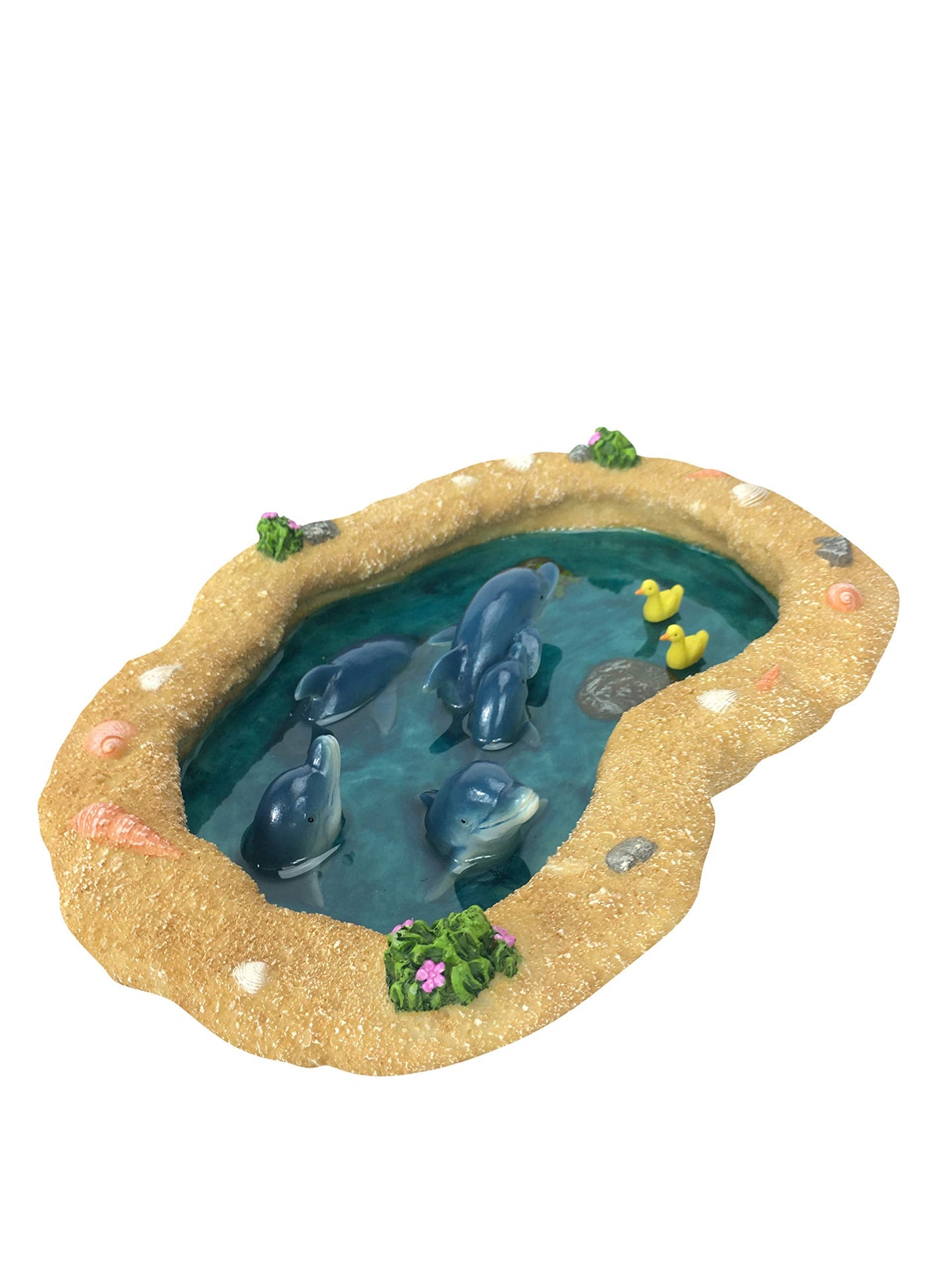 GlitZGlam The Blue Dolphins Miniature Pond for a Fairy Garden. A Miniature Pond for a Fairy and Enchanted Garden Accessories
